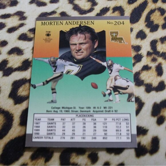 Morten Andersen #204 Football Card - Picture 2 of 2